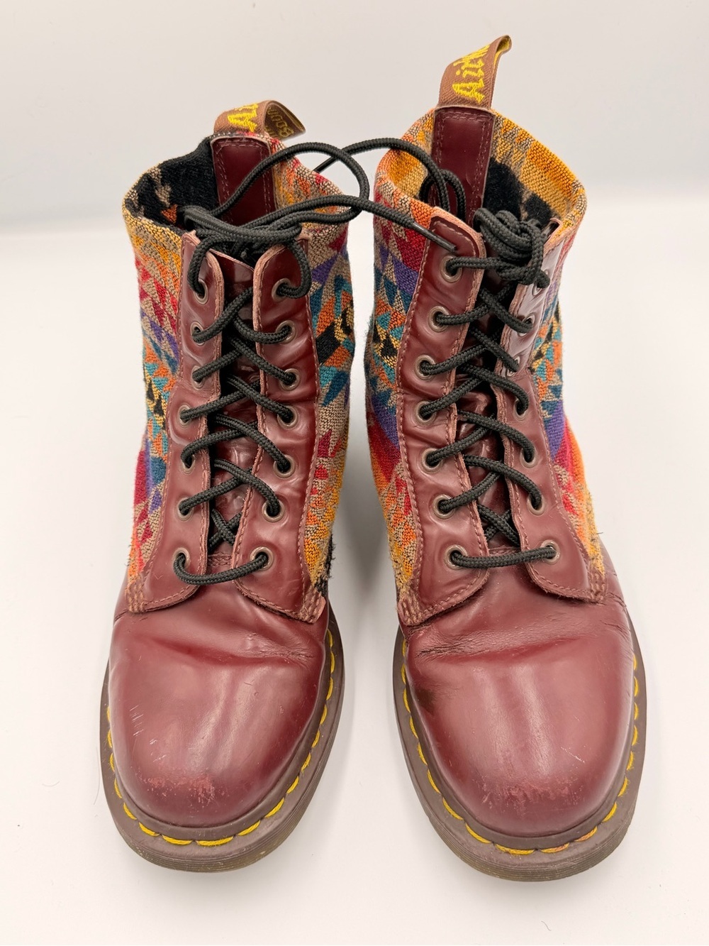 Dr Martens Pendleton Rare Collab Burgundy Southwestern Knit Boho Combat Boot 40 - Picture 6 of 8